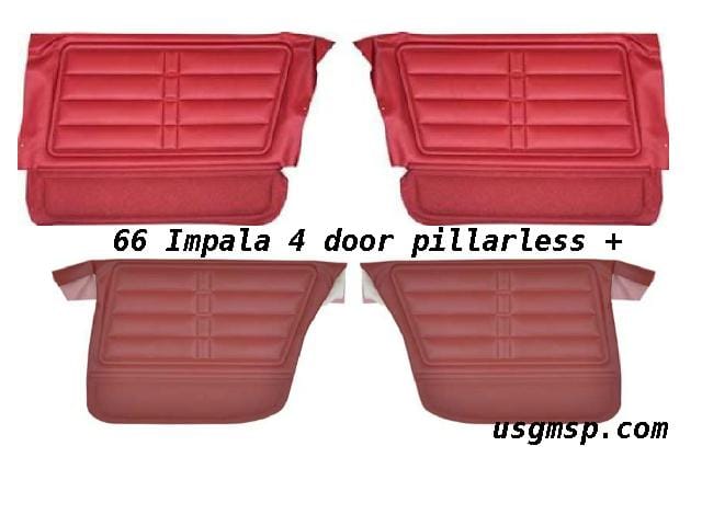 Door Trim Set: 1966 Impala / Paris 4 door Pilllarless (4 door trims) Choose